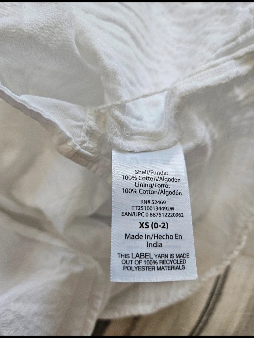 Time and Tru White Cotton Split-Neck Tunic - Picture 4 of 4